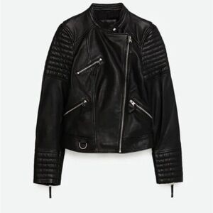Zara Genuine Leather Moto Jacket